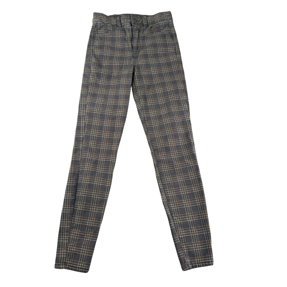 American Eagle Super Hi-Rise Jegging Charcoal Grey Plaid‎ Pants Size 00 Regular